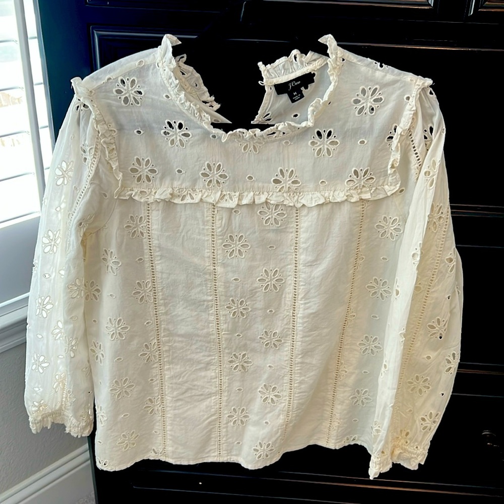 J Crew white eyelet top